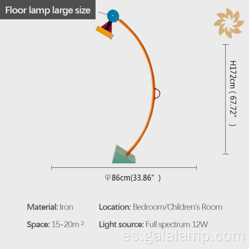 Lámpara de pie arqueada geométrica estilo moderno de Memphis